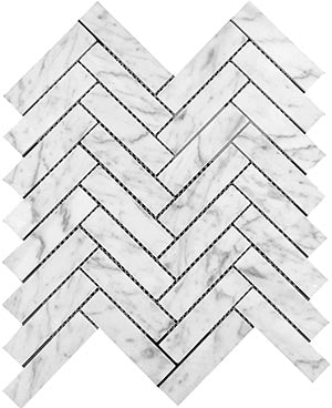 Herringbone 25x98 Carrara Natural Stone Mosaic tile