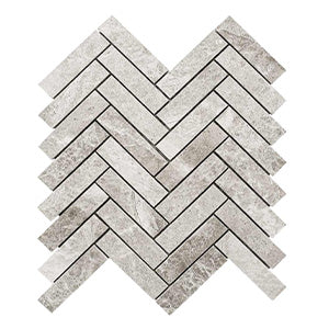 Herringbone 25x98 Silver Grey Natural Stone Mosaic tile