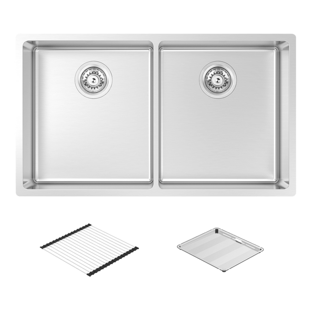 Montego Double Bowl Sink with Concertina and Drain Tray