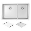 Montego Large Bowl and Three Quarter Bowl Sink with Concertina and Drain Tray