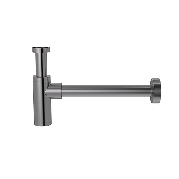 Round bottle trap for 32mm basin waste - PVD Shadow Gunmetal