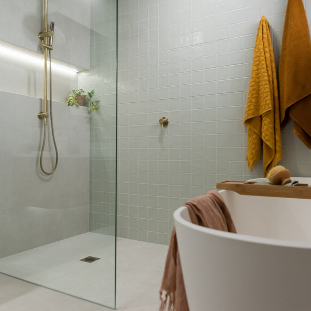 Square Floor Grate Shower Drain 100mm outlet - PVD Tiger Bronze