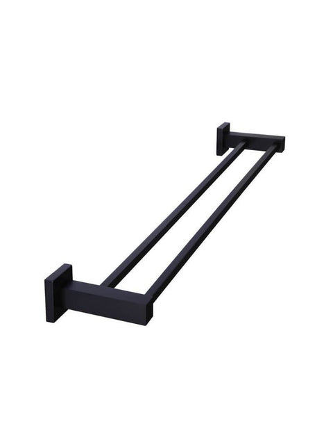 Meir Square Double Towel Rail 600mm in Matte Black