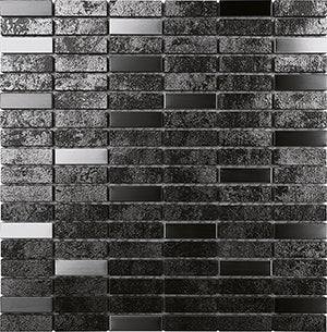 Metalgres Antique Silver Porcelain Mosaic 15x50mm tile