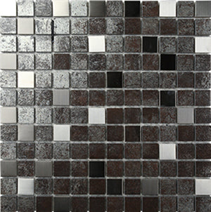 Metalgres Antique Silver Porcelain Mosaic 25x25mm tile