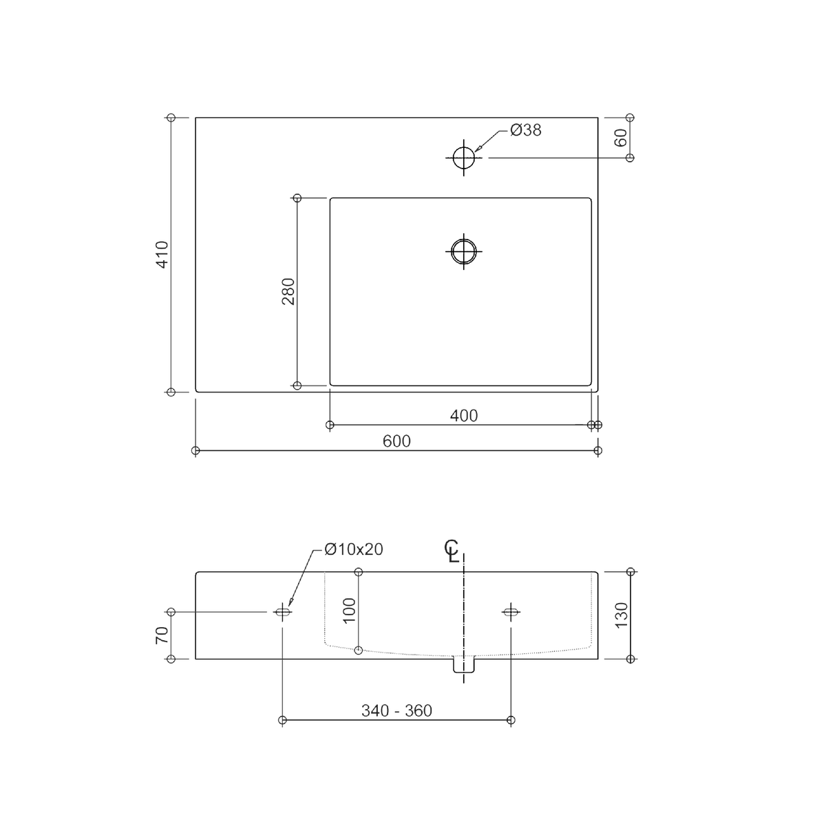 Munich Wall Hung Basin With Shelf view 2