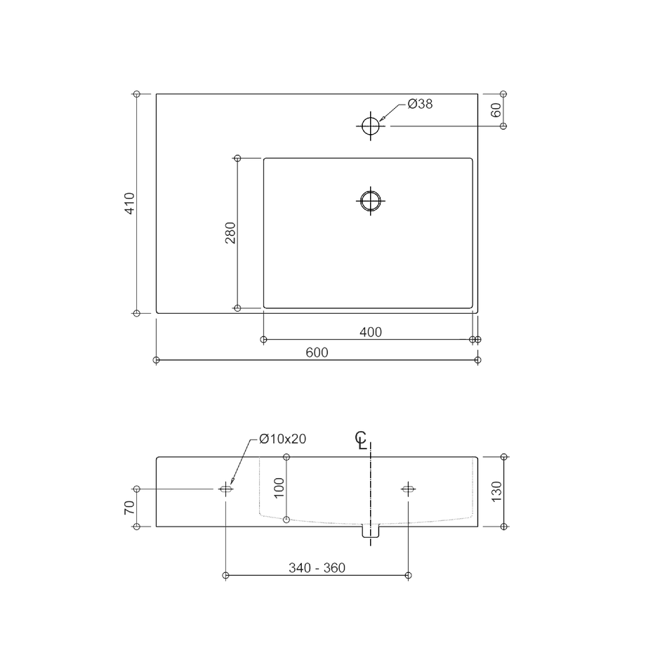 Munich Wall Hung Basin With Shelf view 2