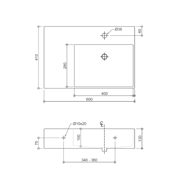 Munich Wall Hung Basin With Shelf view 2