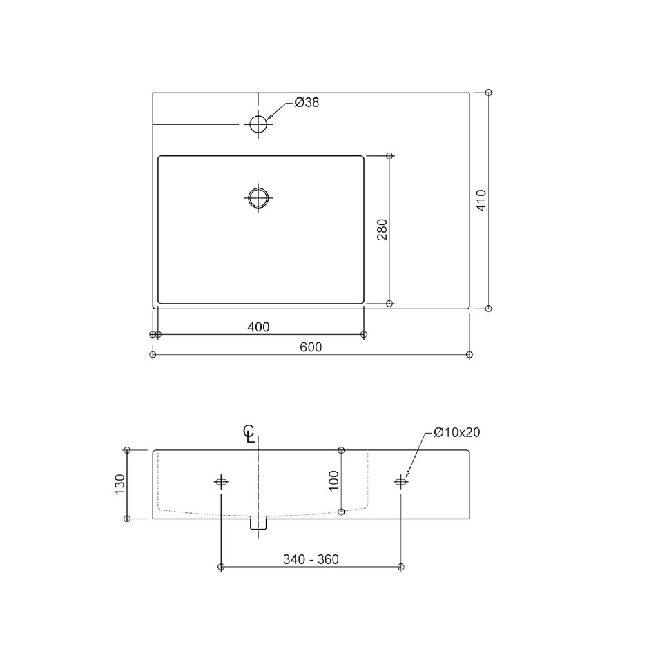 Munich Wall Hung Basin With Shelf view 2