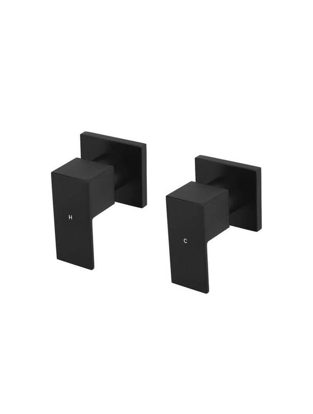 Meir Square Quarter-Turn Wall Top Assemblies in Matte Black wall taps