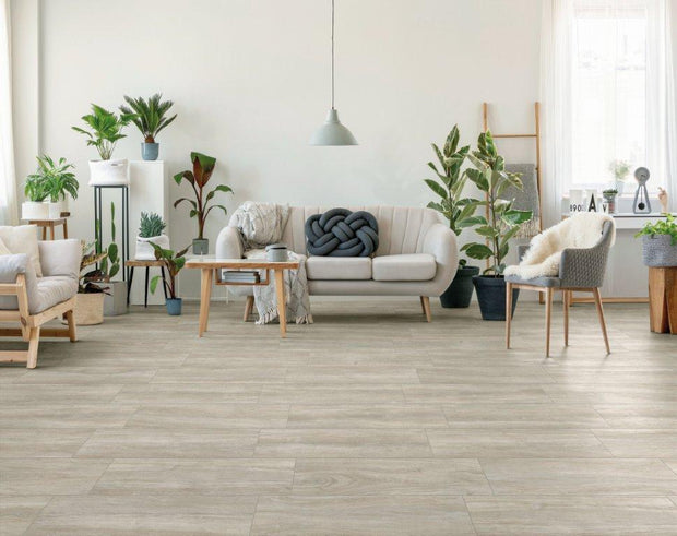 Mywood Beige Timber Look Porcelain Tiles in a room setting