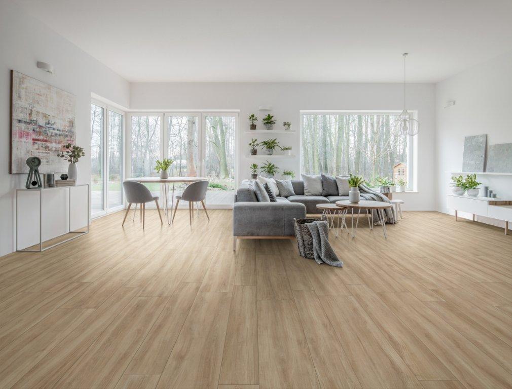 Mywood Miele Timber Look Porcelain Tiles in a room setting