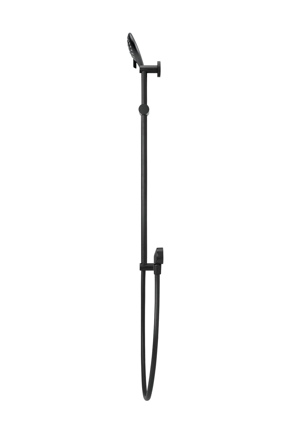 Round Three Function Hand Shower on Rail Column - Matte Black