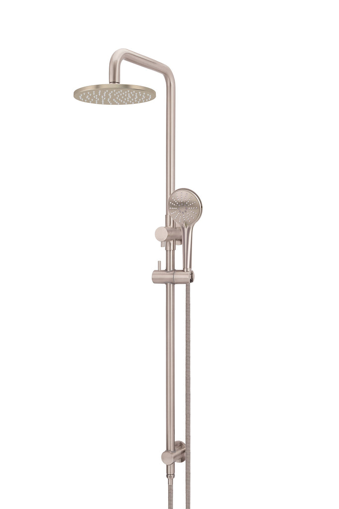 Round Combination Shower Rail 200mm Rose, Three Function Hand Shower
