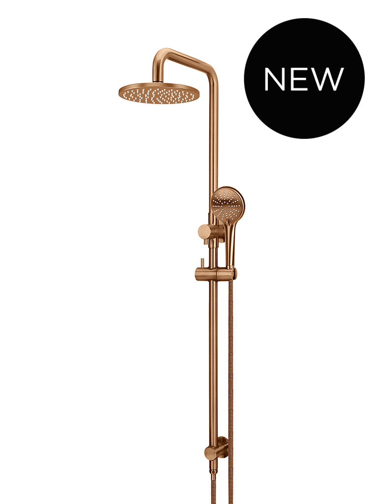 Round Combination Shower Rail 200mm Rose, Three Function Hand Shower