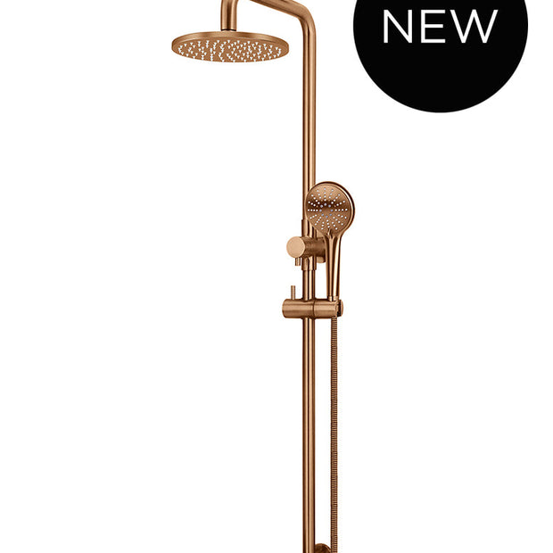 Round Combination Shower Rail 200mm Rose, Three Function Hand Shower