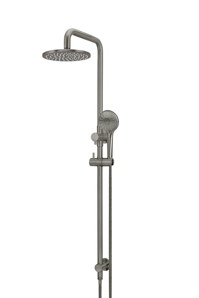 Round Combination Shower Rail 200mm Rose, Three Function Hand Shower