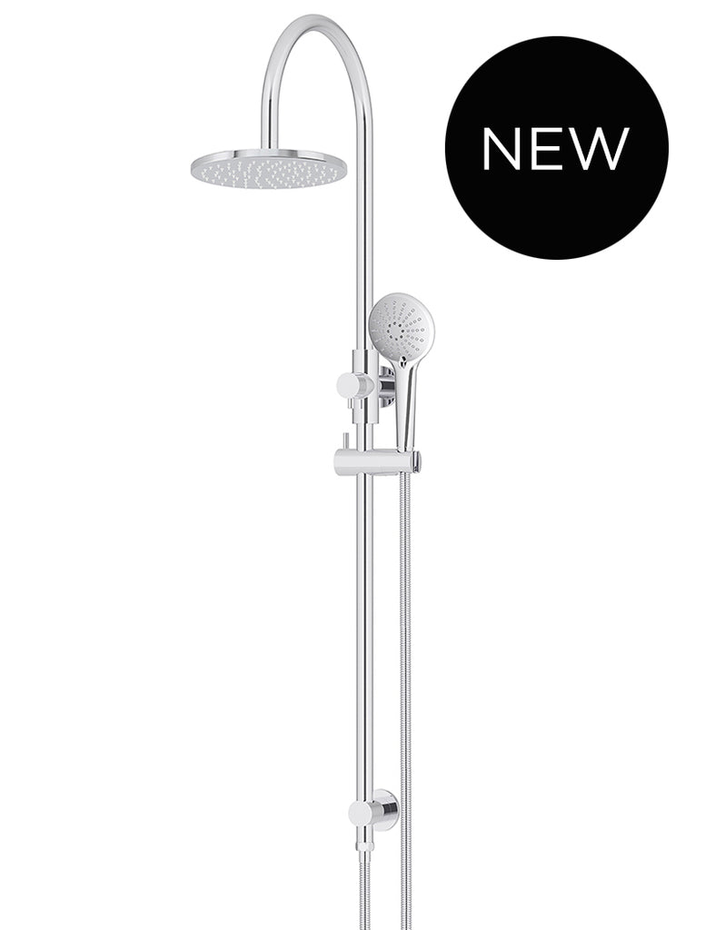 Round Gooseneck Shower Set with 200mm rose, Three-Function Hand Shower