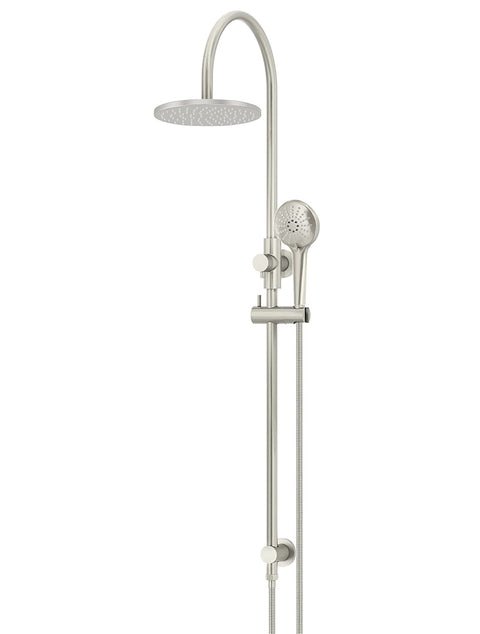 Meir Round Gooseneck Shower Set with 200mm rose, Three-Function Hand Shower