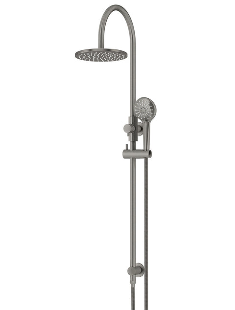Meir Round Gooseneck Shower Set with 200mm rose, Three-Function Hand Shower