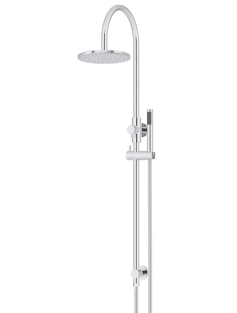 Round Gooseneck Shower Set with 200mm rose, Single-Function Hand Shower - Polished Chrome