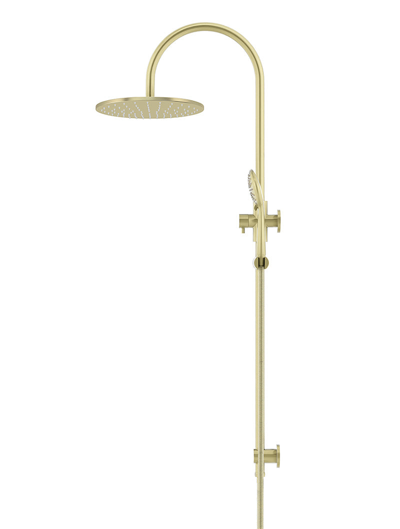 Round Gooseneck Shower Set with 300mm rose, Three-Function Hand Shower - PVD Tiger Bronze