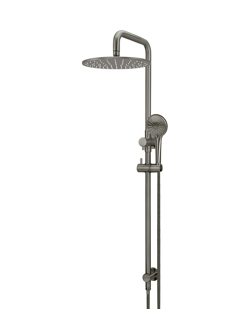 Round Combination Shower Rail 300mm Rose, Three Function Hand Shower