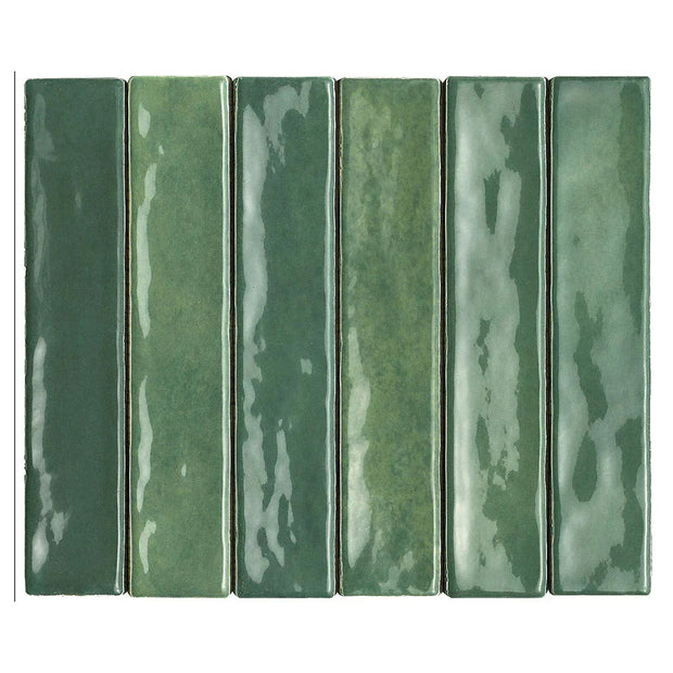 Mallorca Green Gloss Porcelain Tiles 50x250mm tile