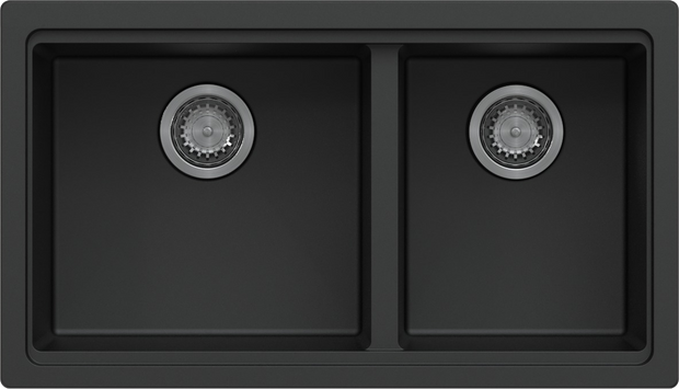 Navona Carysil Maple 6040 Double Bowl Granite Sink 786 x 446 x 200mm Deep Black