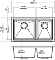 Navona Carysil Maple 6040 Double Bowl Granite Sink 786 x 446 x 200mm technical drawing