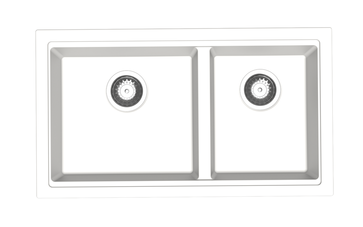 Navona Carysil Maple 6040 Double Bowl Granite Sink 786 x 446 x 200mm Snova White
