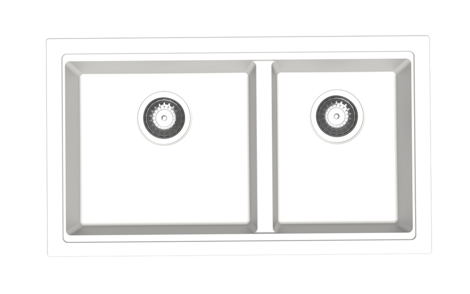 Navona Carysil Maple 6040 Double Bowl Granite Sink 786 x 446 x 200mm Snova White
