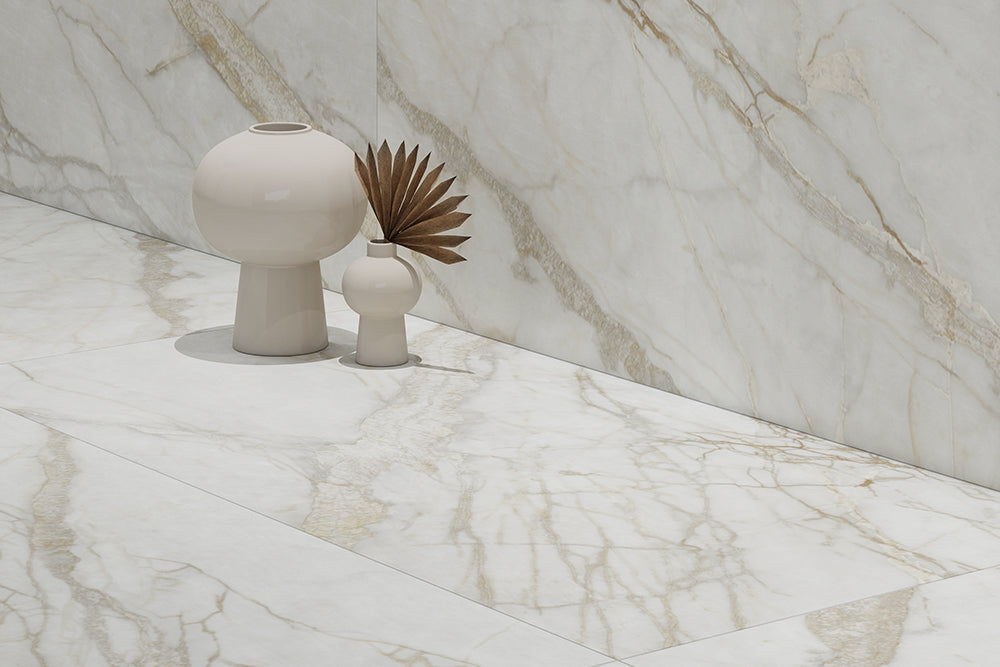 Marine Nature Stone Look Porcelain Tiles in a room setting