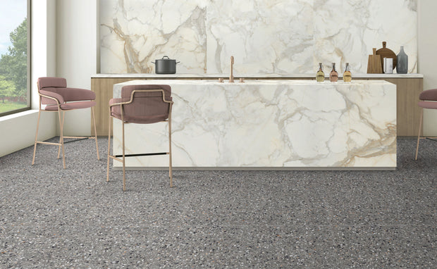 Medley Anthracite Terrazzo Look Porcelain Tiles in a room setting