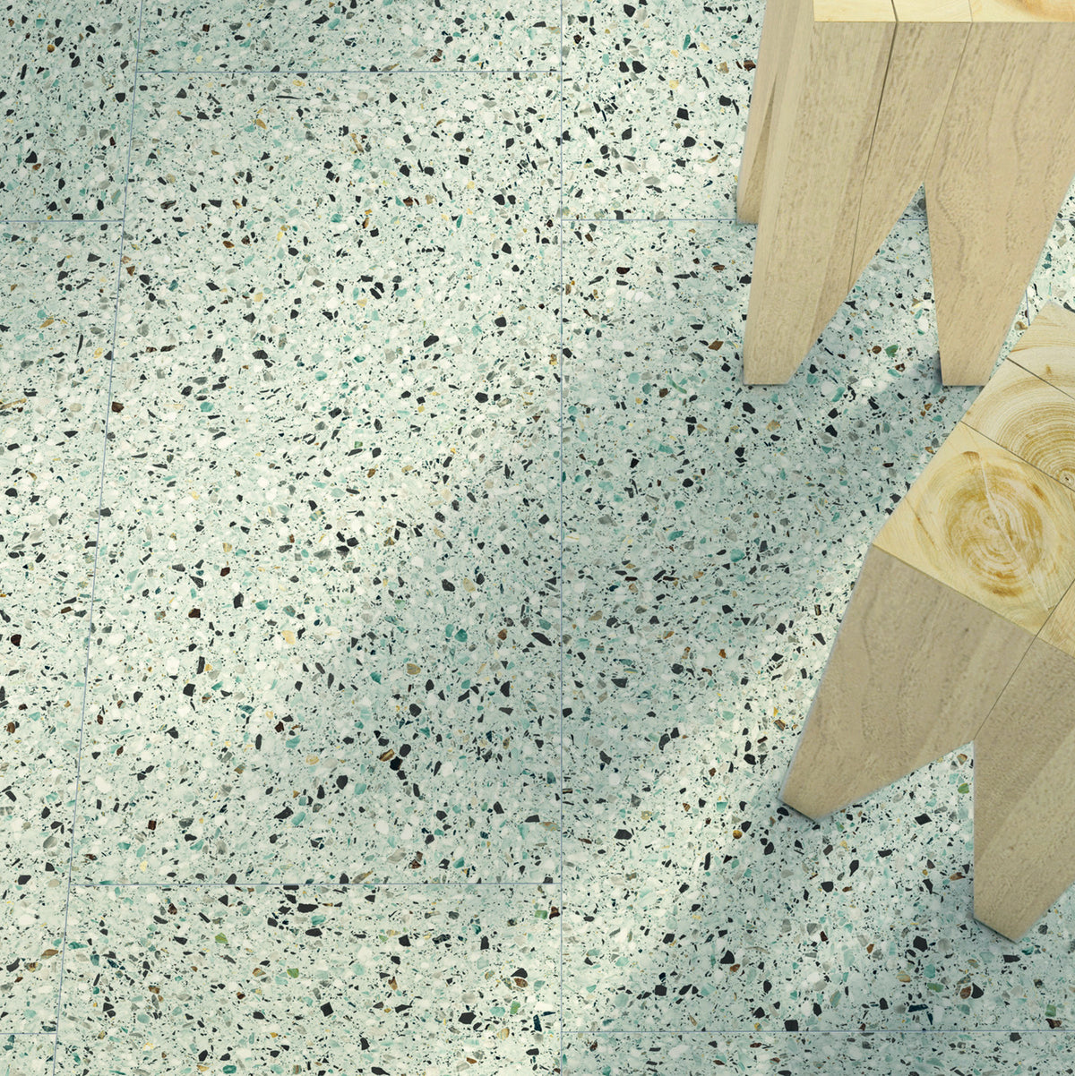 Medley Leaf Terrazzo Look Porcelain Tiles in a room setting