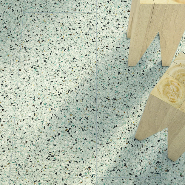 Medley Leaf Terrazzo Look Porcelain Tiles in a room setting