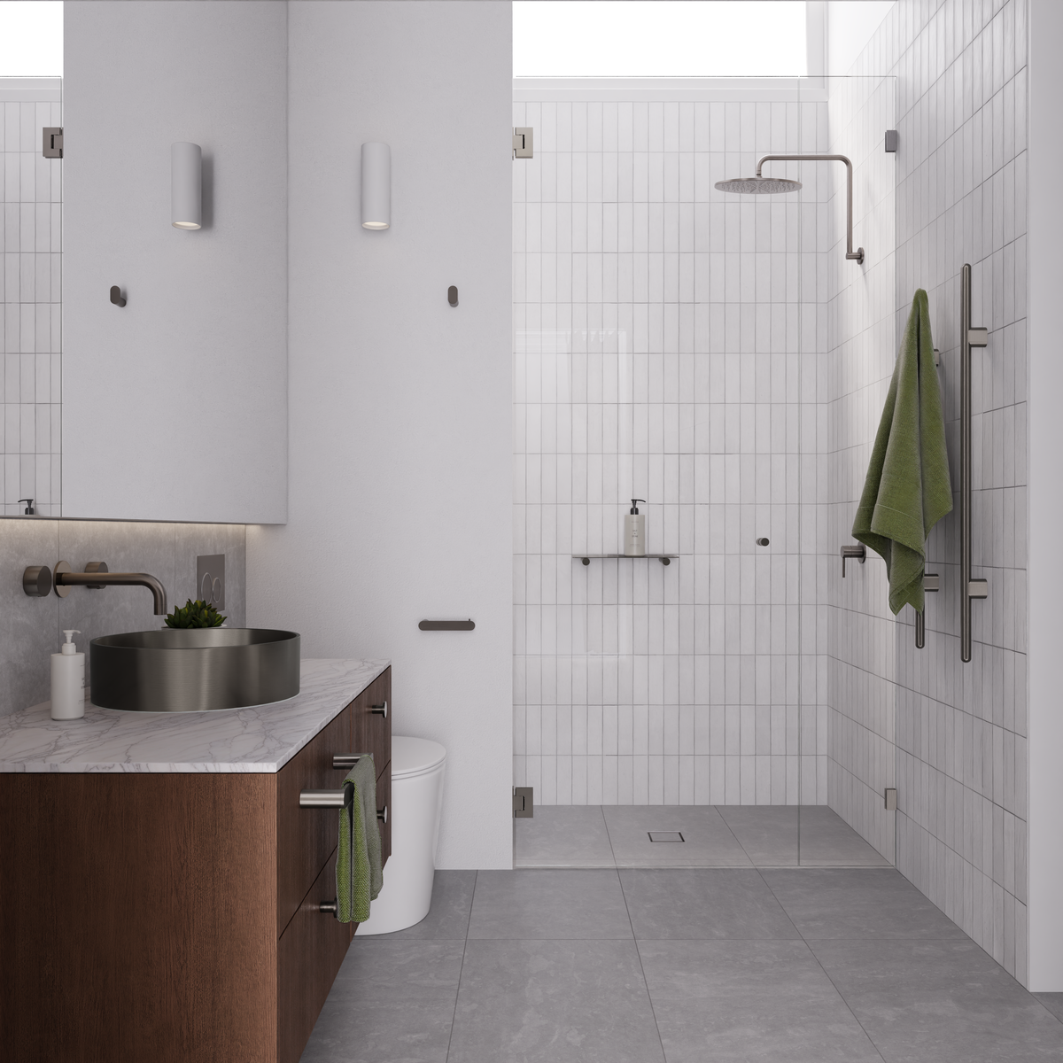 Curvaé Shower Shelf 400mm - PVD Shadow Gunmetal