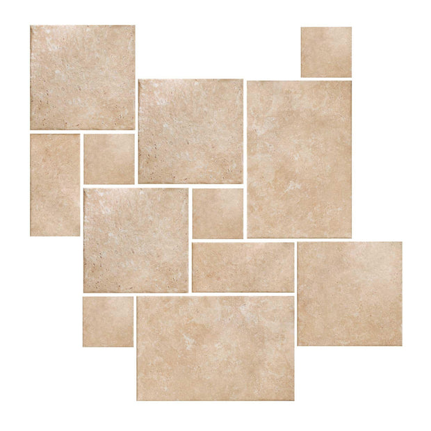Metz Beige Travertine Look Porcelain Tiles French Pattern tile