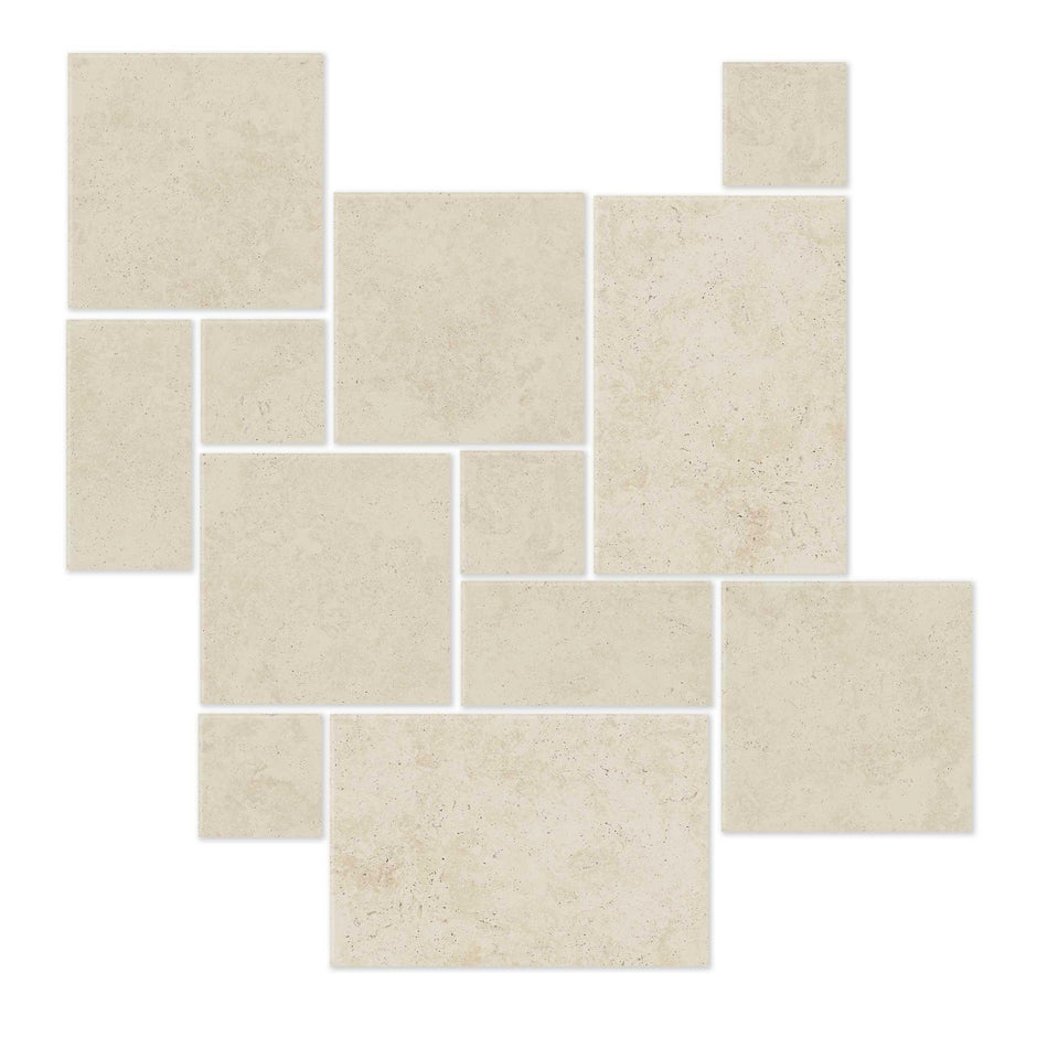 Metz Ivory Travertine Look Porcelain Tiles French Pattern tile