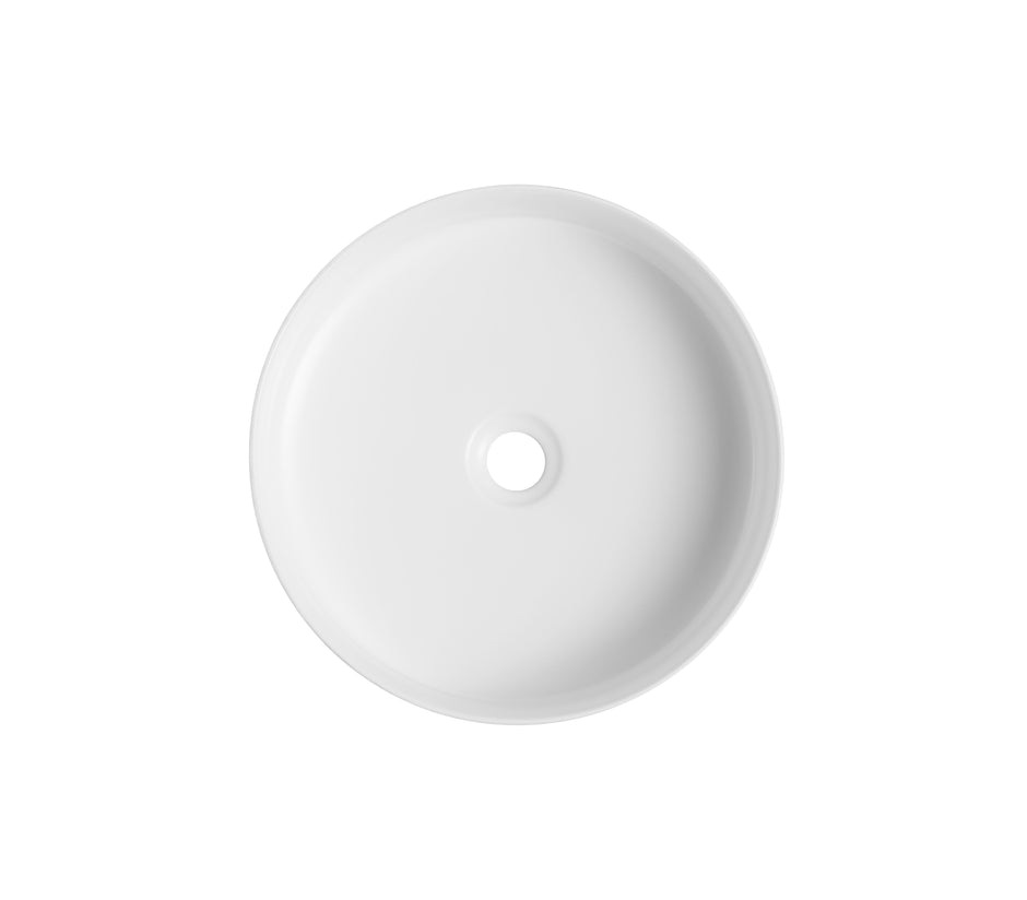Navona Round Above Counter Ceramic Basin 360 x 360 x 120mm Gloss White