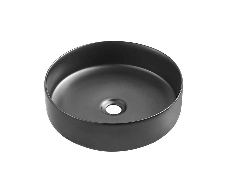 Navona Round Above Counter Ceramic Basin 360 x 360 x 120mm Matte Black