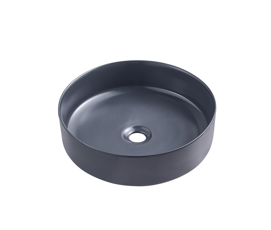 Navona Round Above Counter Ceramic Basin 360 x 360 x 120mm Matte Dark Blue
