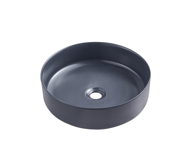 Navona Round Above Counter Ceramic Basin 360 x 360 x 120mm Matte Dark Blue