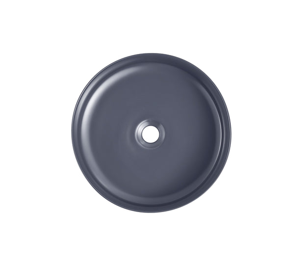 Navona Round Above Counter Ceramic Basin 360 x 360 x 120mm Matte Dark Blue