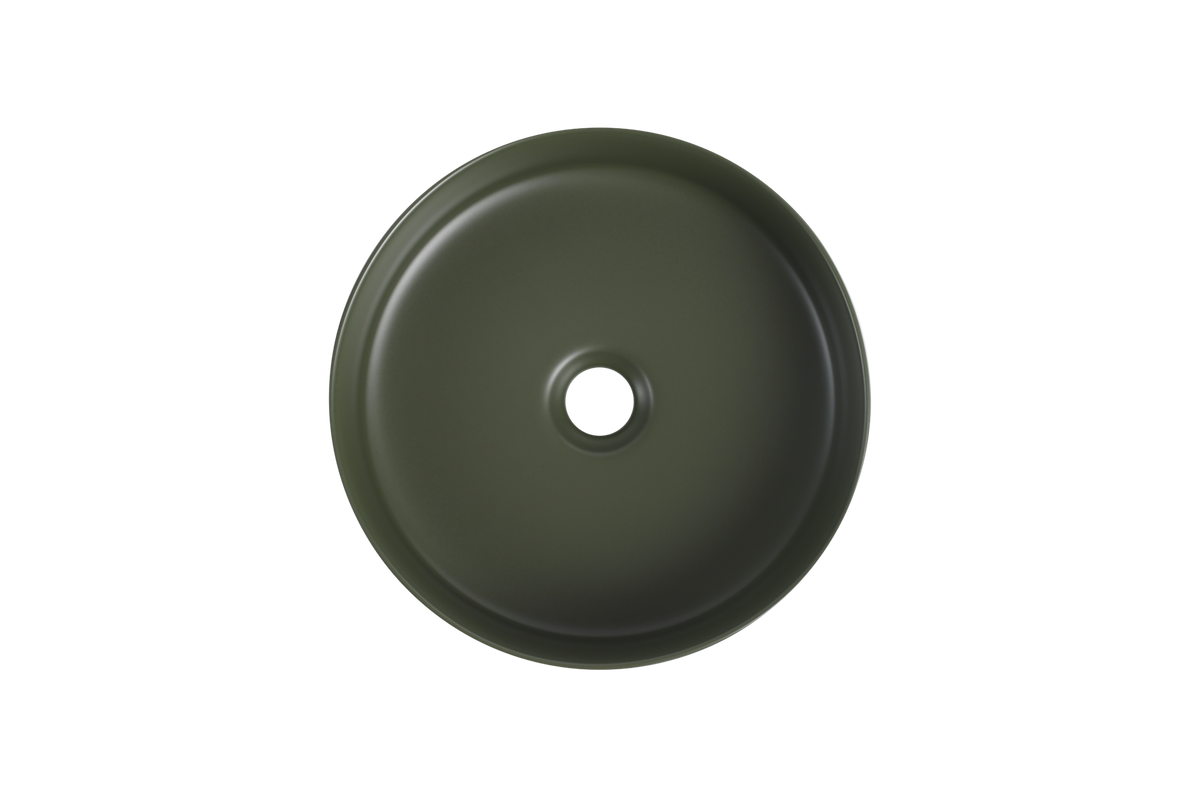 Navona Round Above Counter Ceramic Basin 360 x 360 x 120mm Forest Green