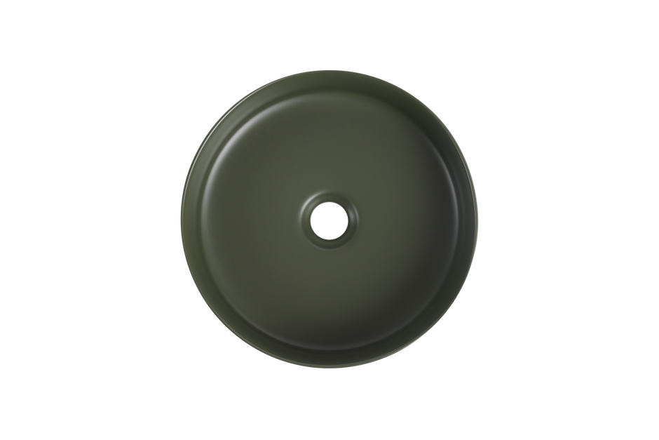 Navona Round Above Counter Ceramic Basin 360 x 360 x 120mm Forest Green