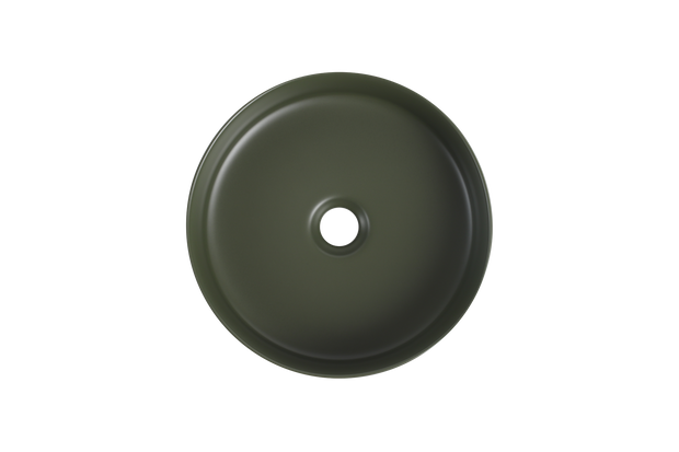Navona Round Above Counter Ceramic Basin 360 x 360 x 120mm Forest Green