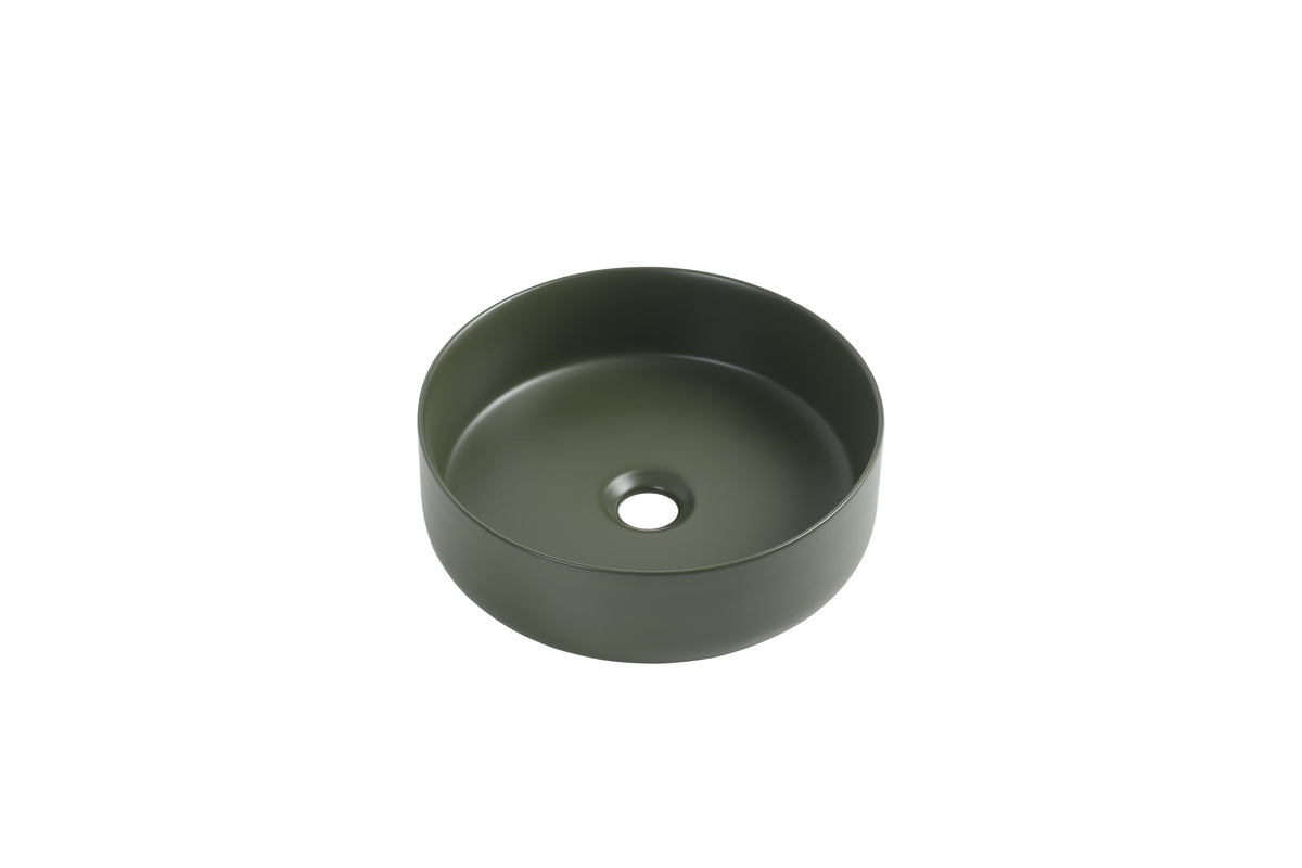 Navona Round Above Counter Ceramic Basin 360 x 360 x 120mm Forest Green