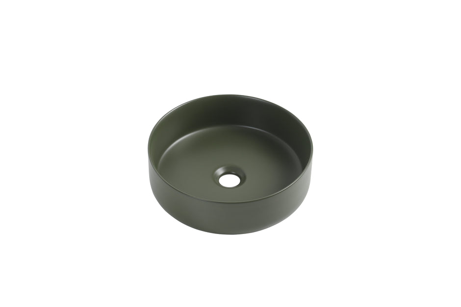 Navona Round Above Counter Ceramic Basin 360 x 360 x 120mm Forest Green