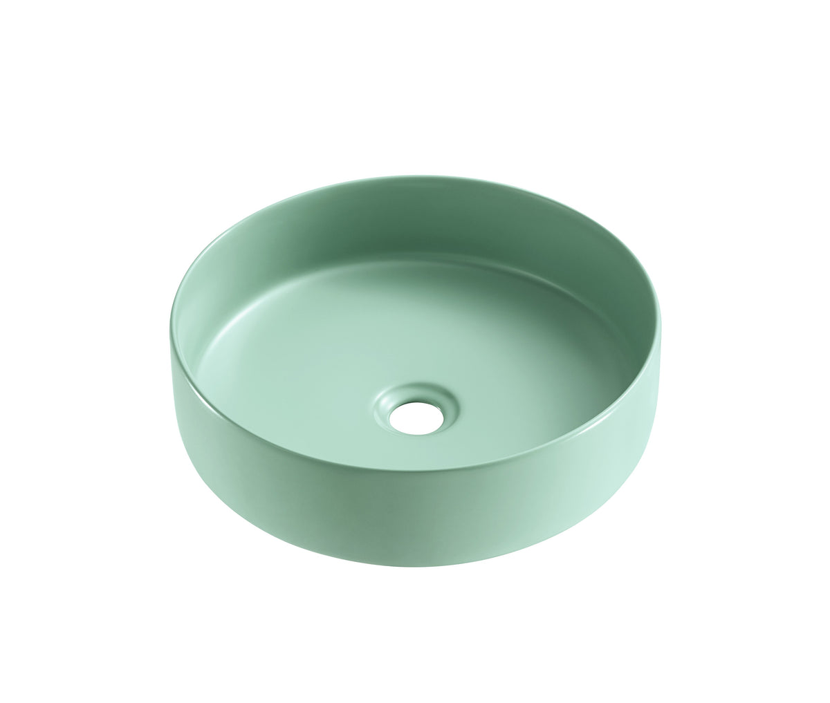 Navona Round Above Counter Ceramic Basin 360 x 360 x 120mm Matte Green